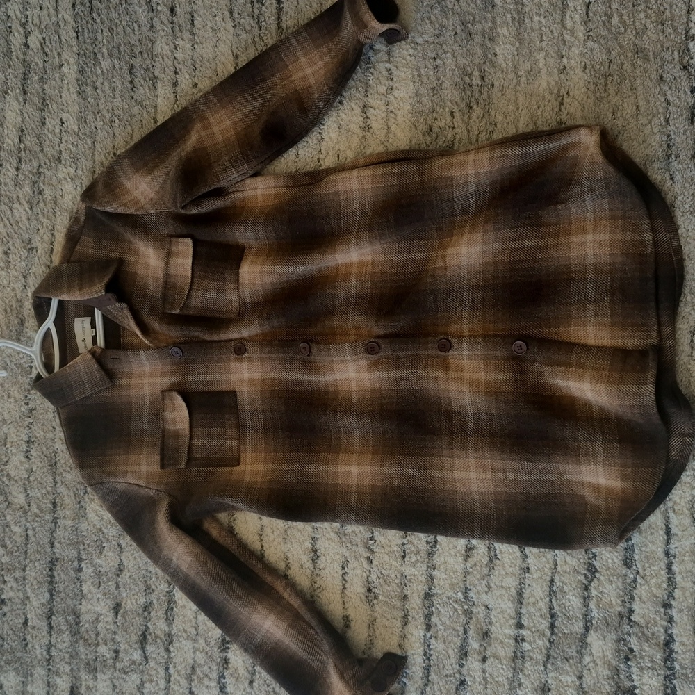 Brown Plaid Button-Up Jacket